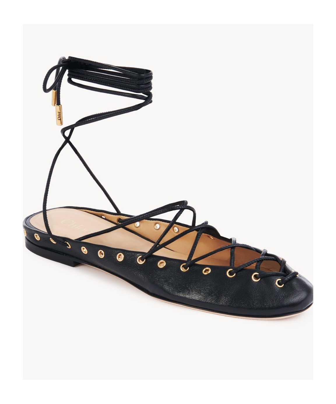 Chloé Ghillies Leather Ballet Flats In Black