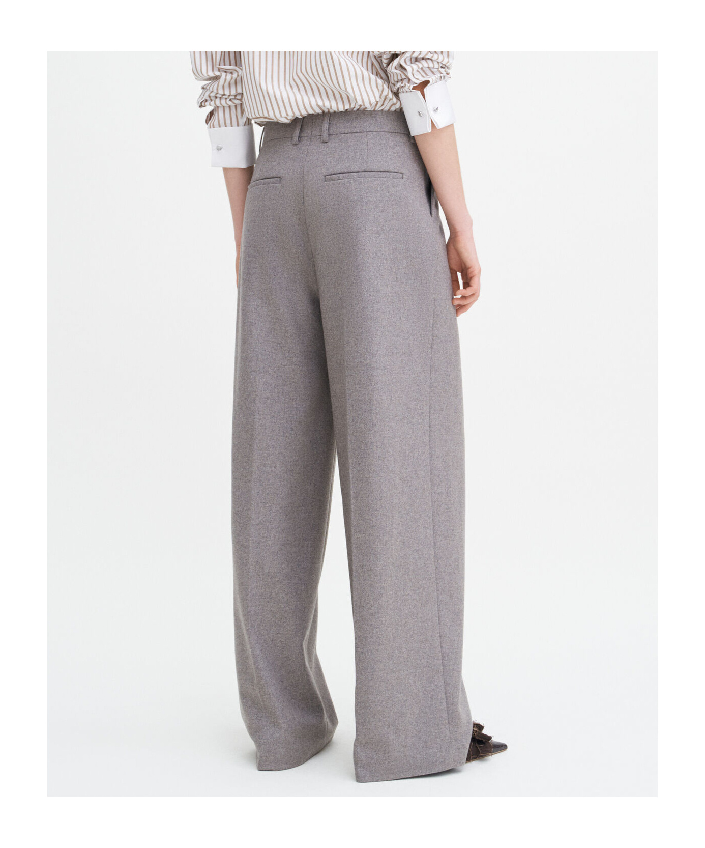 Shop Filippa K Pleated Wide-leg Trousers In Gray