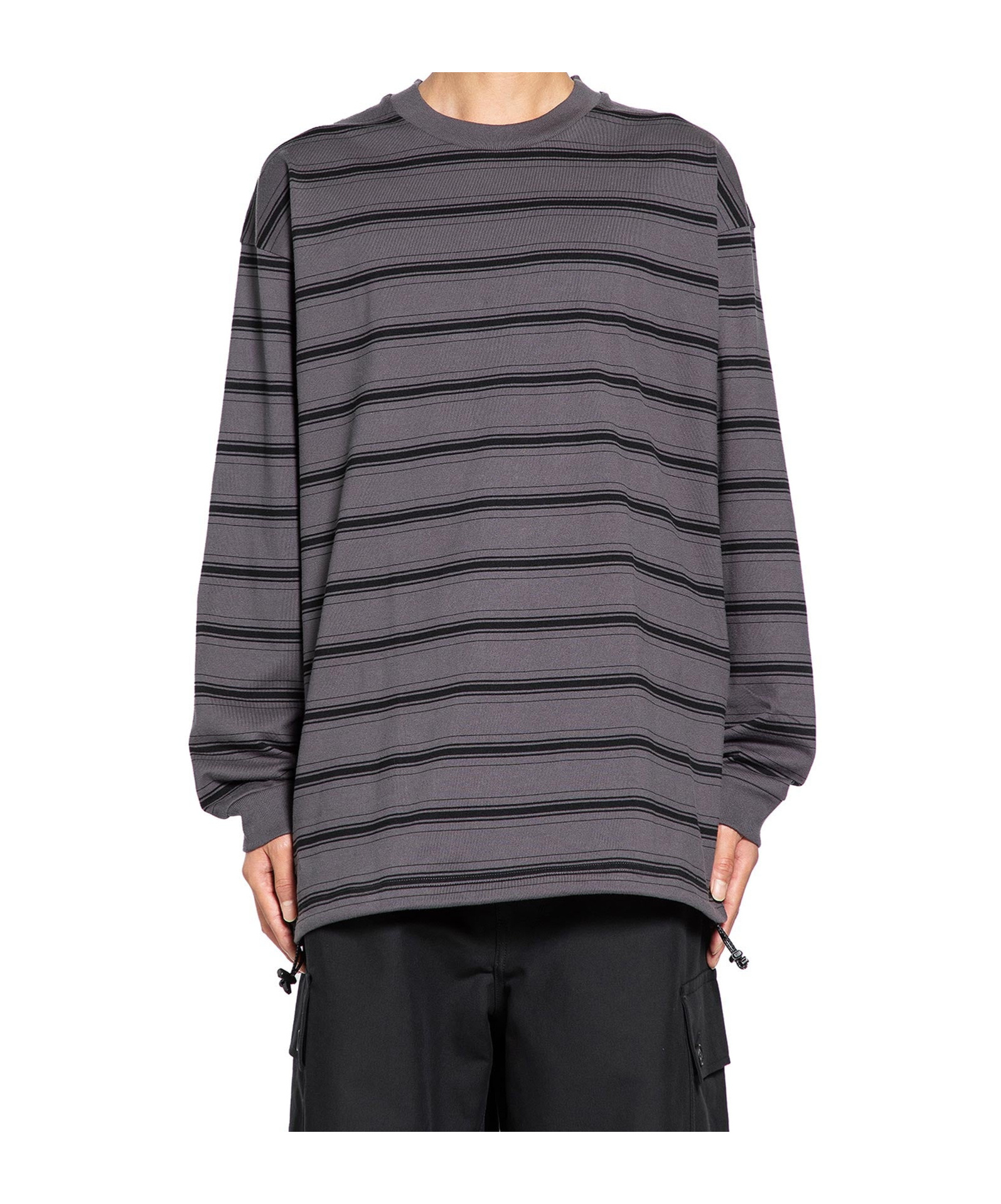 Comme Des Garçons Crew Neck Sweatshirt With Adjustable Hem In Gray
