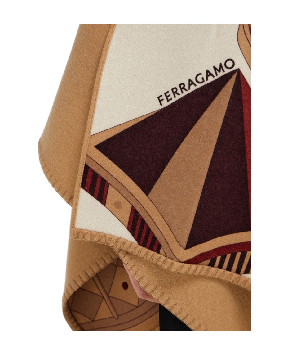 Shop Ferragamo Nadir Printed Double-sided Cape In Brown