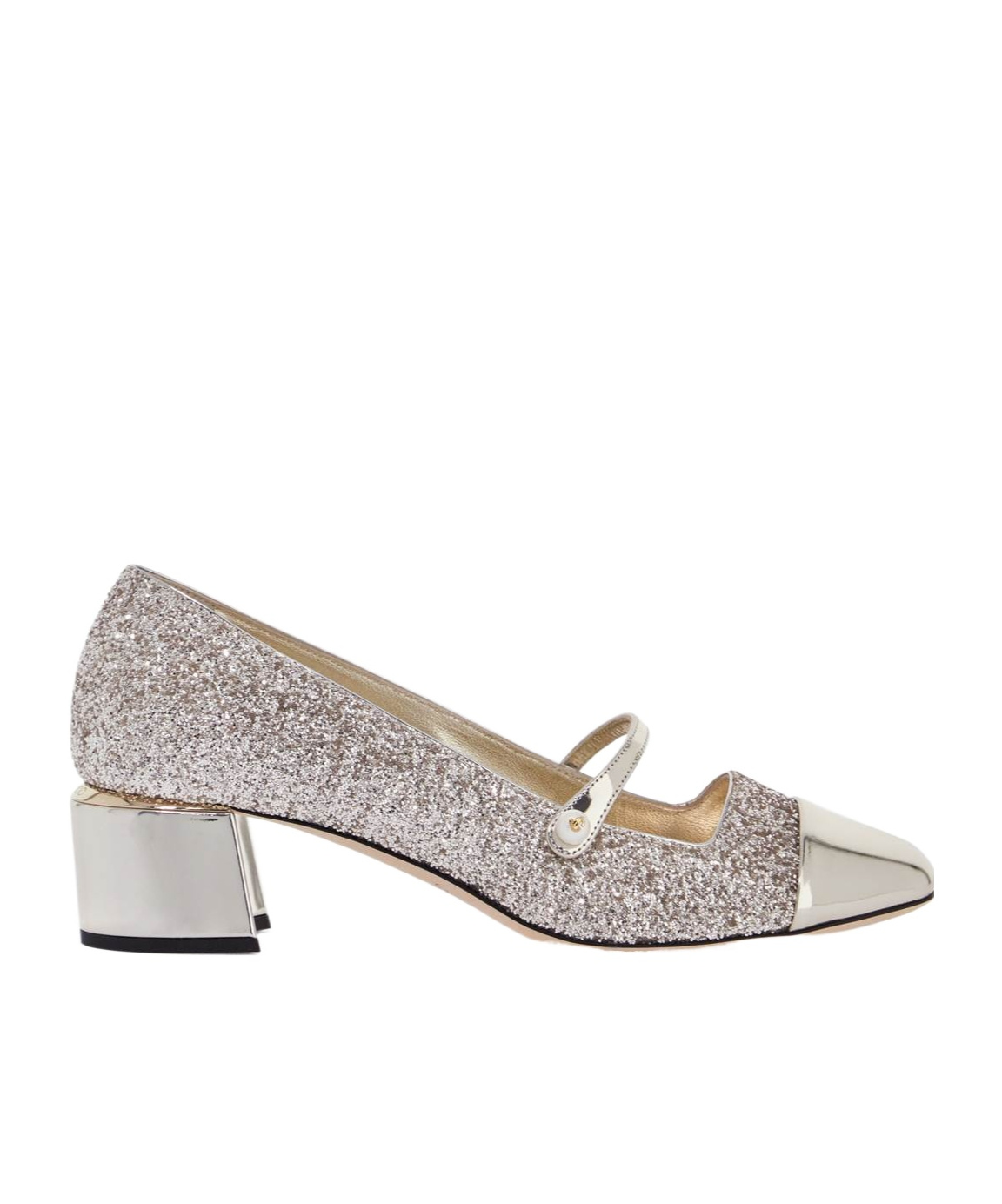 Jimmy Choo Glitter And Laminated Leather Pumps Color Gold And Sand In Gray
