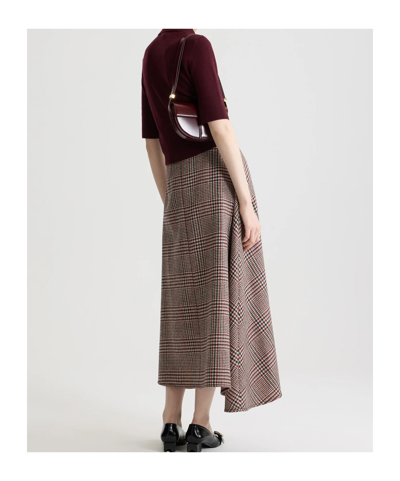 Patou Houndstooth Asymmetrical Midi Skirt In Multi