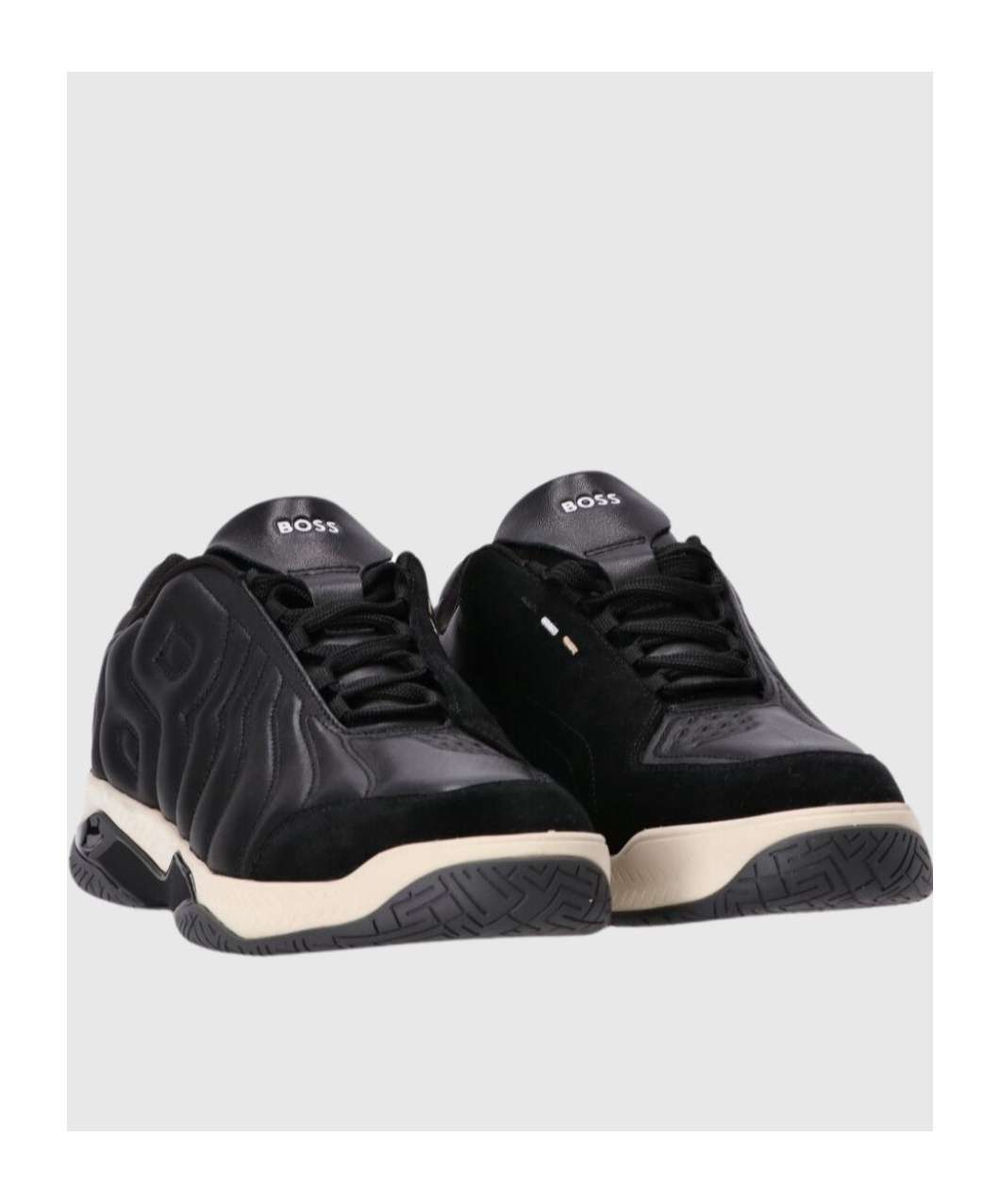 Hugo Boss Courtstride Logo-embossed Sneakers In Black