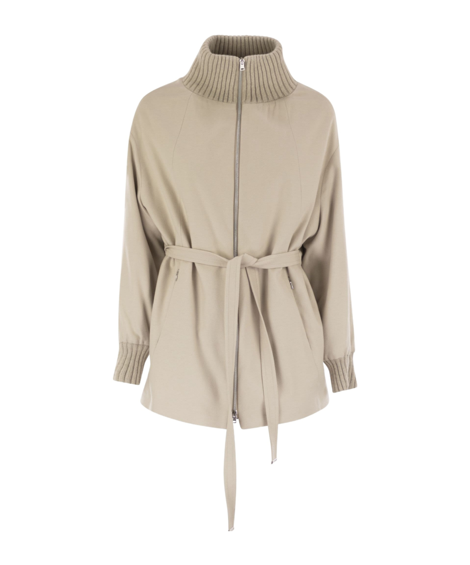 Herno Silk And Cashmere Jacket With Belt In White