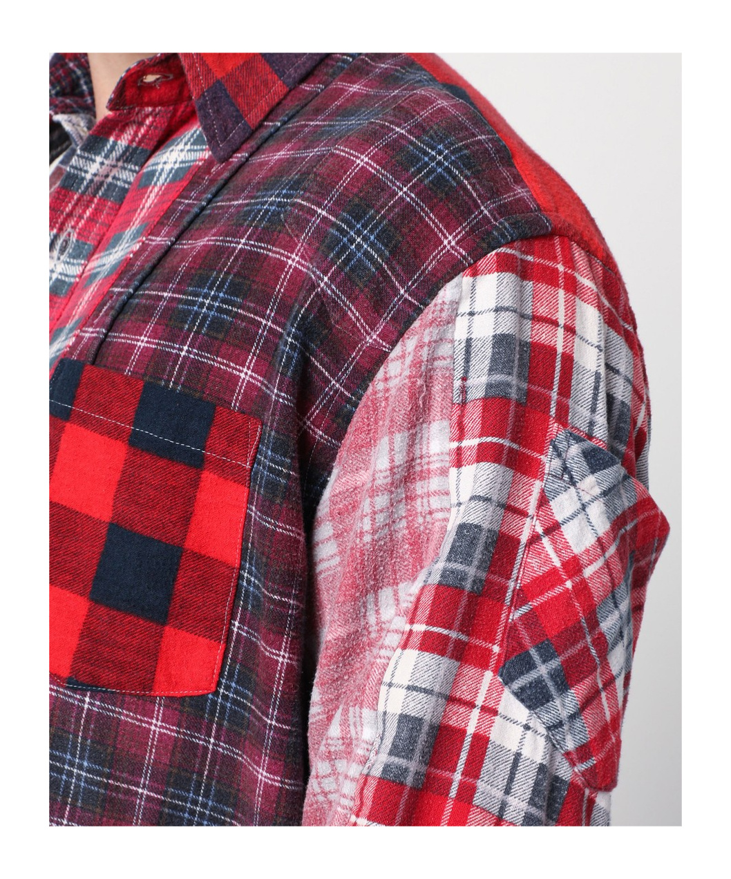 NEEDLES CHECK PATTERN PATCHWORK SHIRT