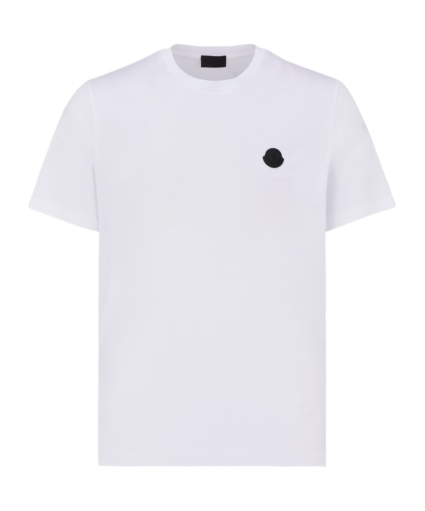 Shop Moncler Vertical Back Logo Cotton T-shirt In White