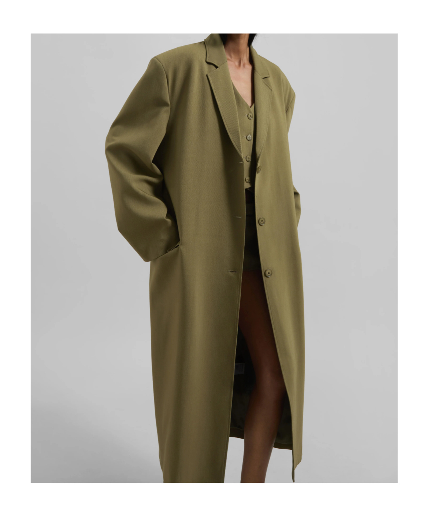 Shop The Frankie Shop Tribeca Long Coat - Khaki