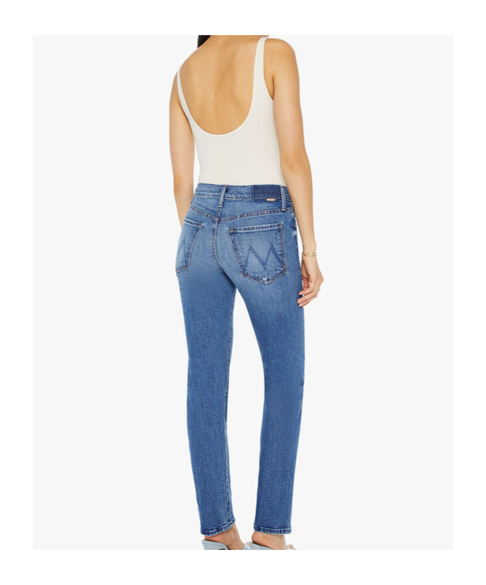 Mother High-waist Hiker Hover Across The Finnish Line Slim Straight Leg Jean In Blue