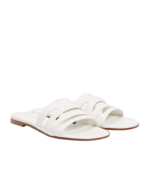 Gianvito Rossi Leather Slides In White