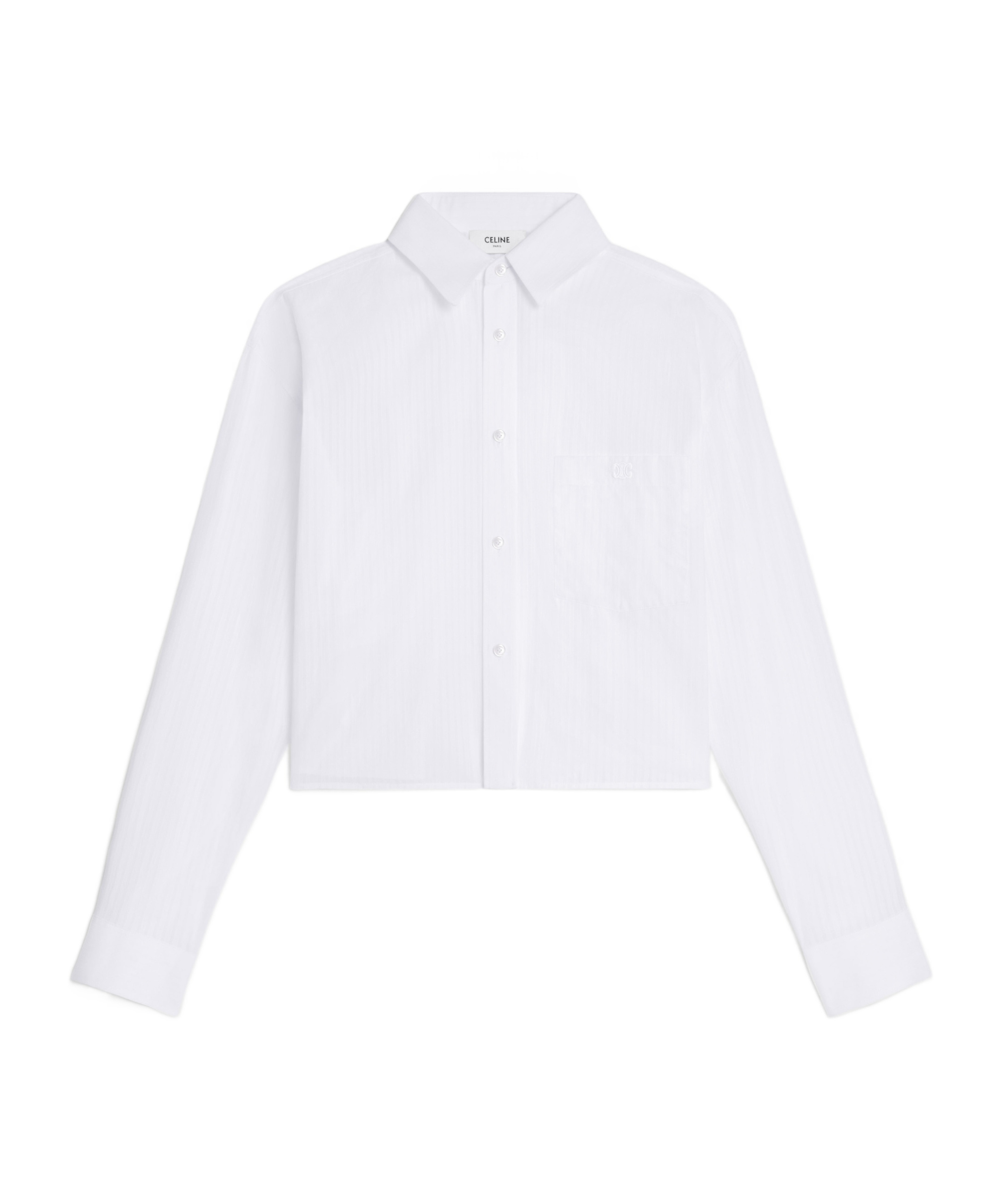 Celine Striped Short Shirt In White