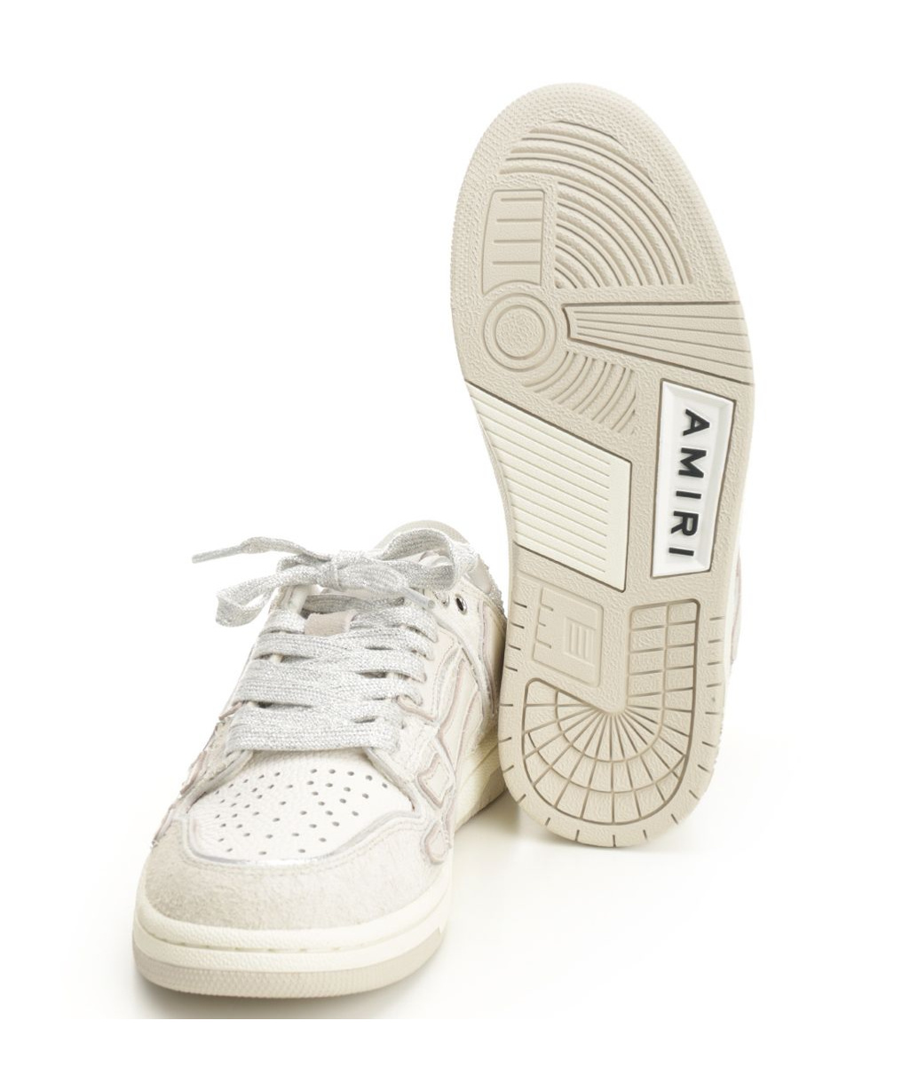 Amiri Glitter Skel Low Top Sneakers In White