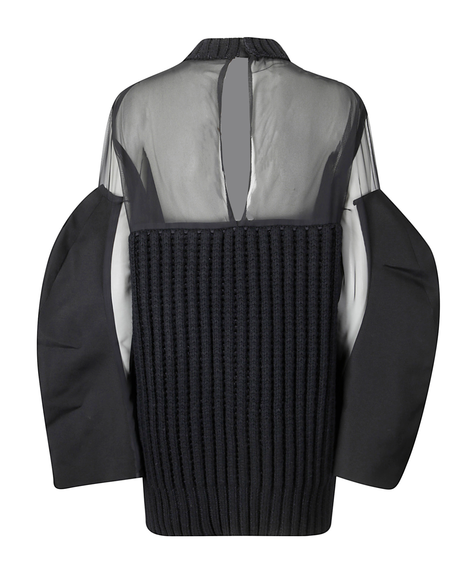 Sacai Silk Chiffon Mix Knit Dress In Black