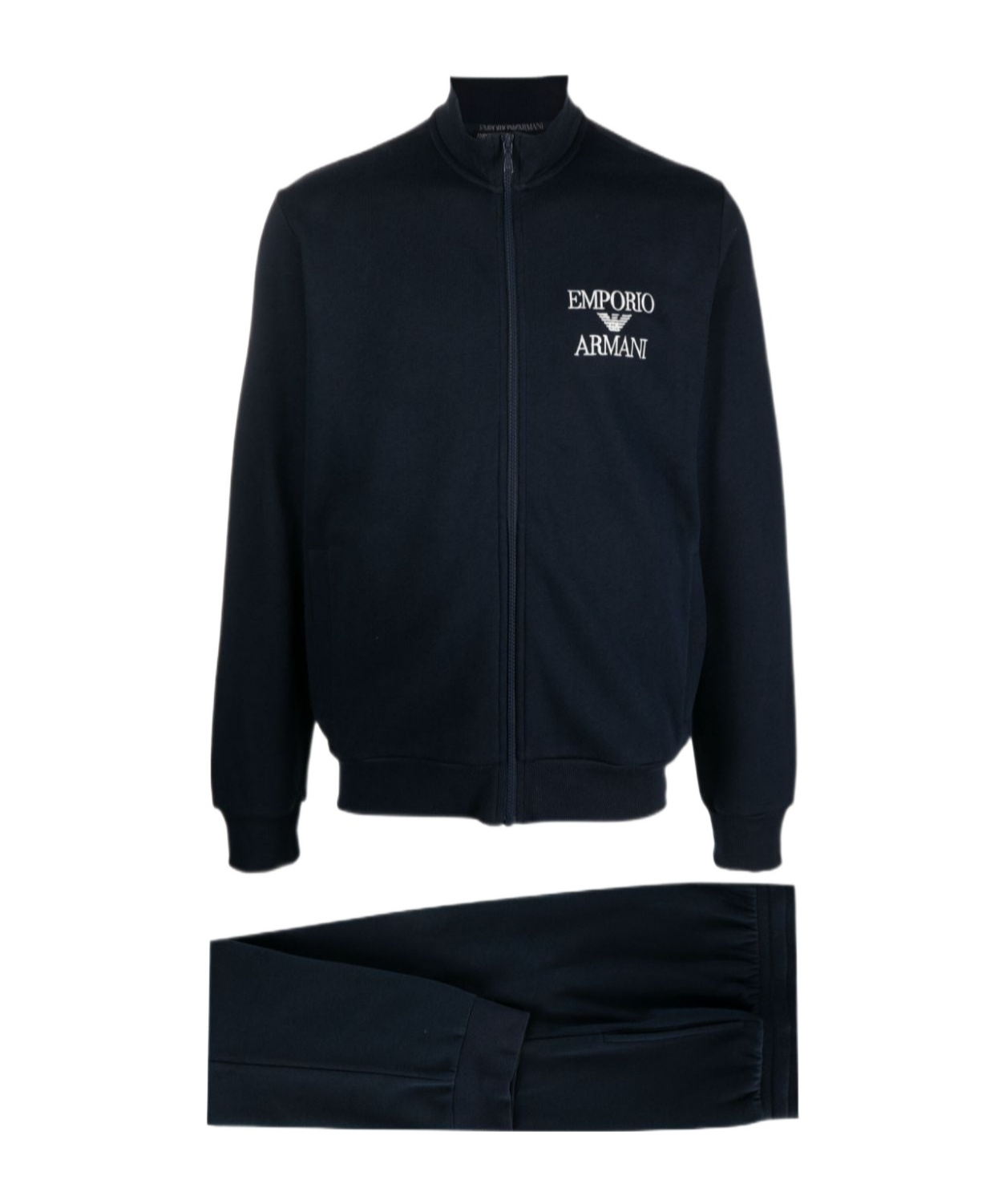 Emporio Armani Logo-embroidered Cotton-blend Pajama In Black