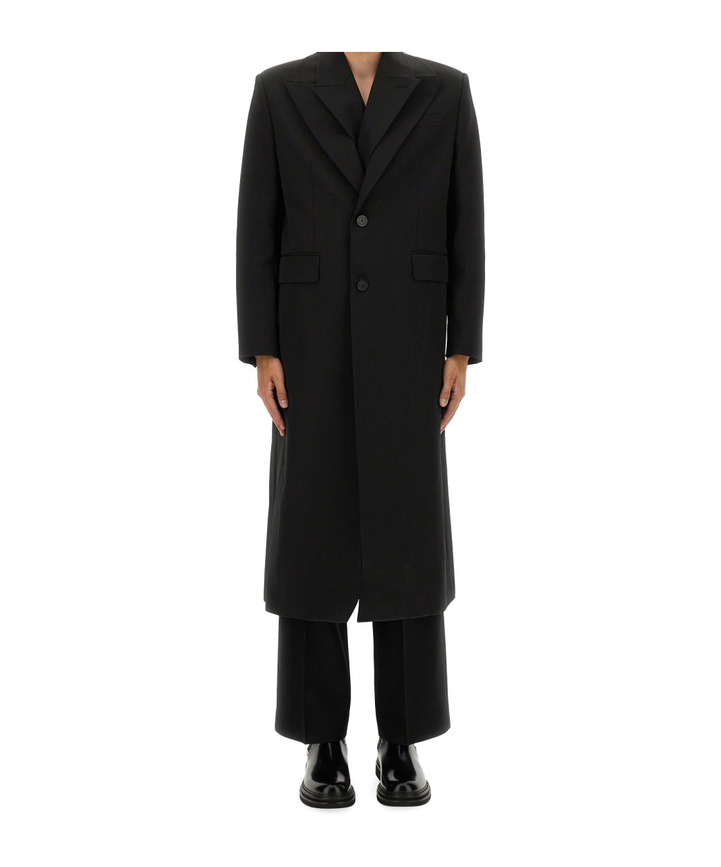 Jean Paul Gaultier Double Layer Coat With Structured Silhouette In Black