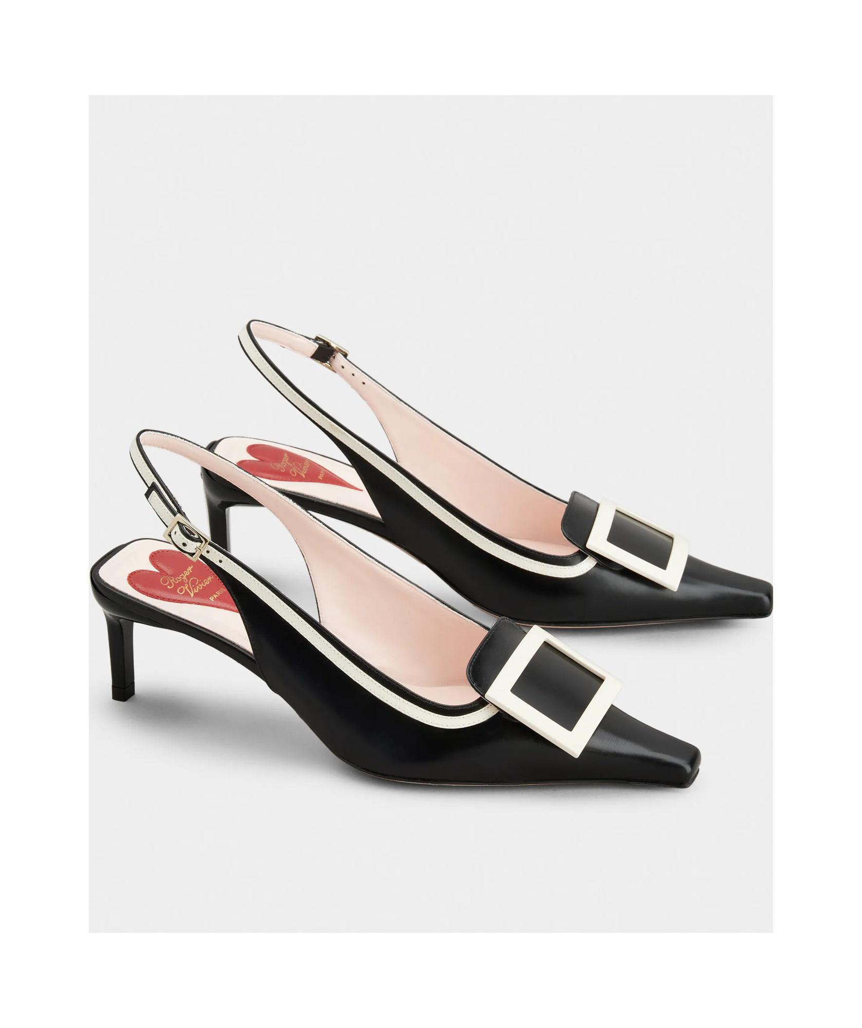 Shop Roger Vivier Viv' Canard Slingback Pumps In Leather In Black