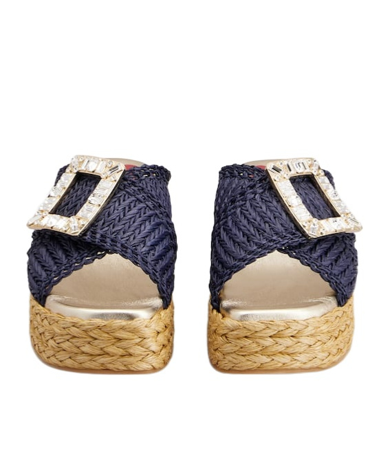 Shop Roger Vivier Wedge Mules In Raffia