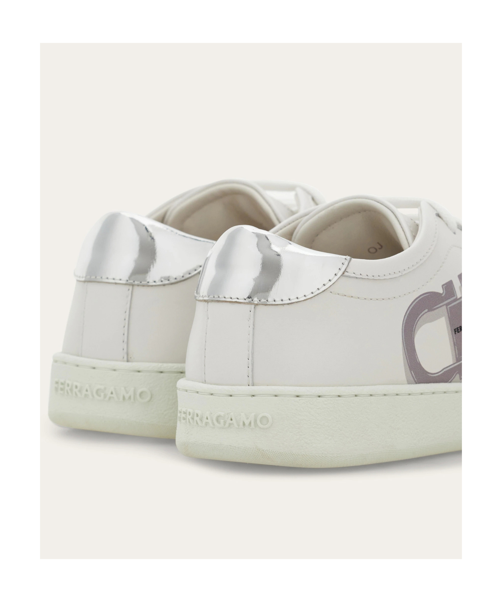 Ferragamo Double Gancini Sneaker In White/ice Color