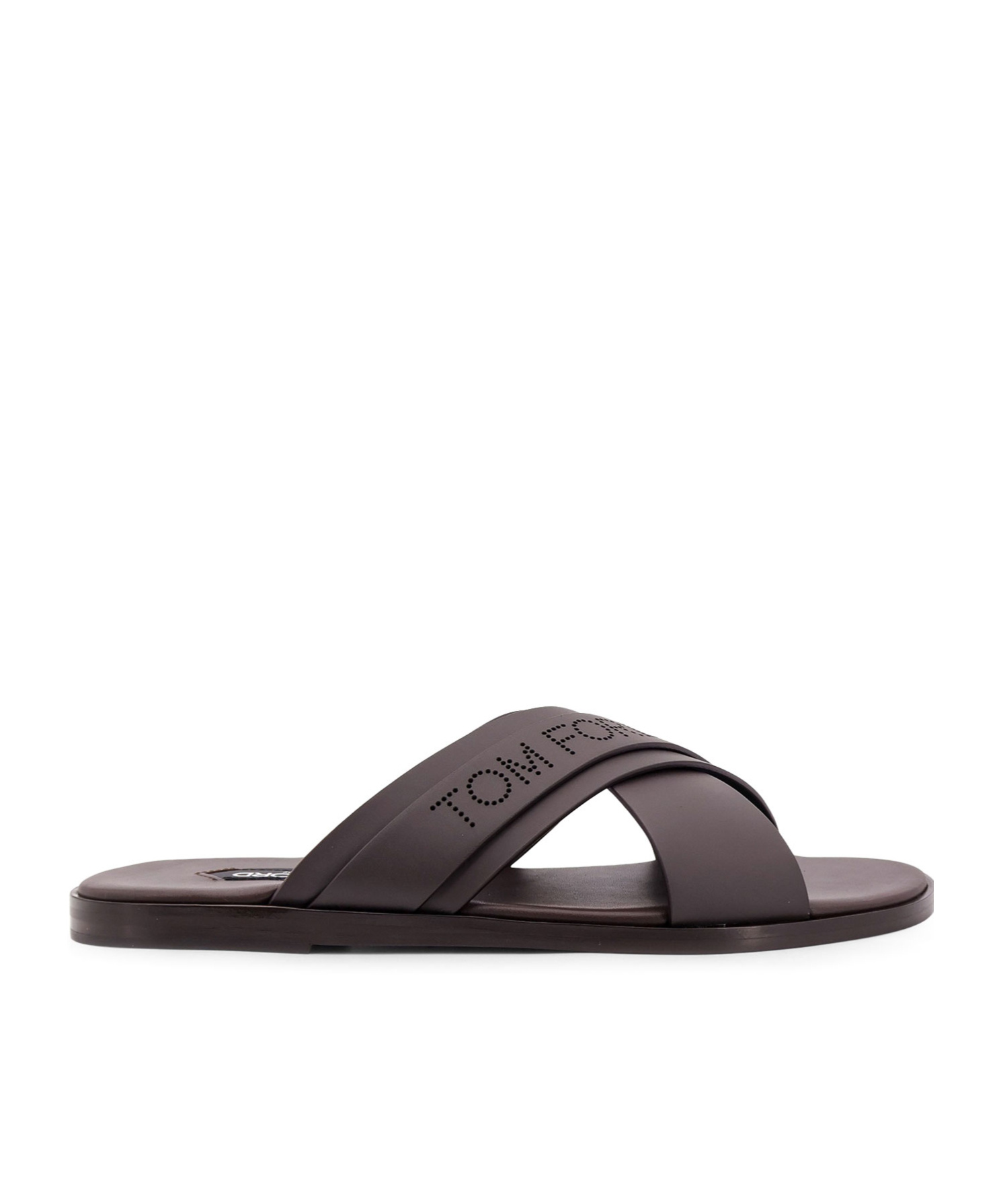 Tom Ford Mens Preston Crossover-strap Leather Sandals Dark Brow In Black