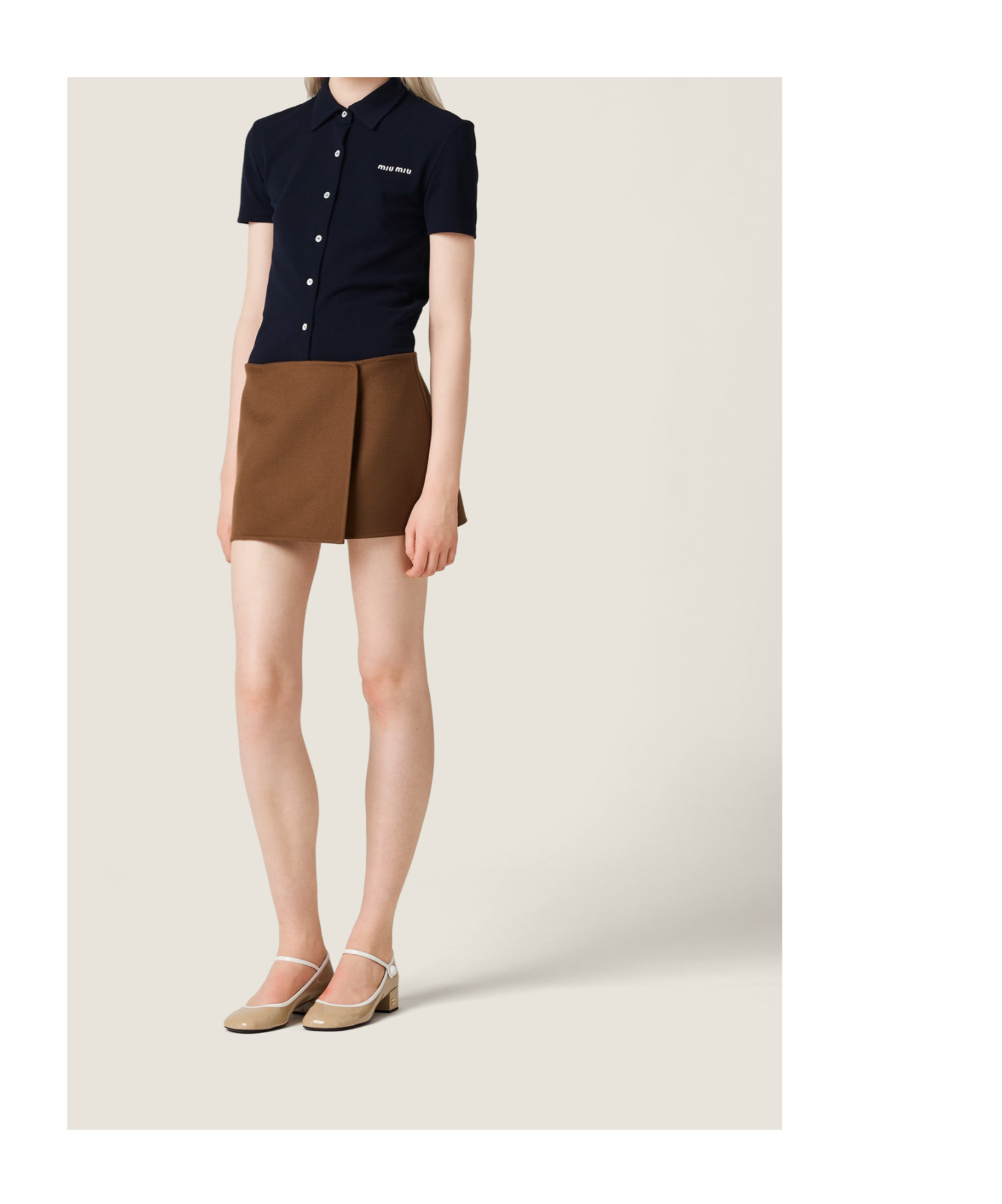 Miu Miu Short-sleeve Logo Top In Blue