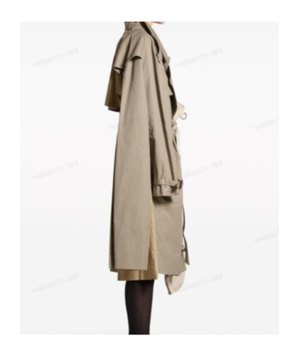 Shop Balenciaga Double Sleeve Hybrid Cotton Trench Coat In Nude