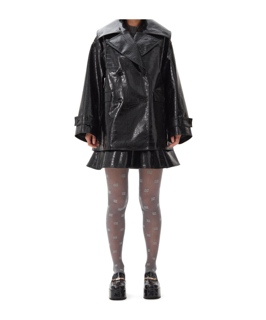 Ganni Future Coated Mid-length Jacket In Black