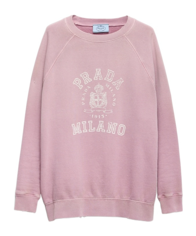 Prada Cotton Crew-neck Sweatshirt In Pink