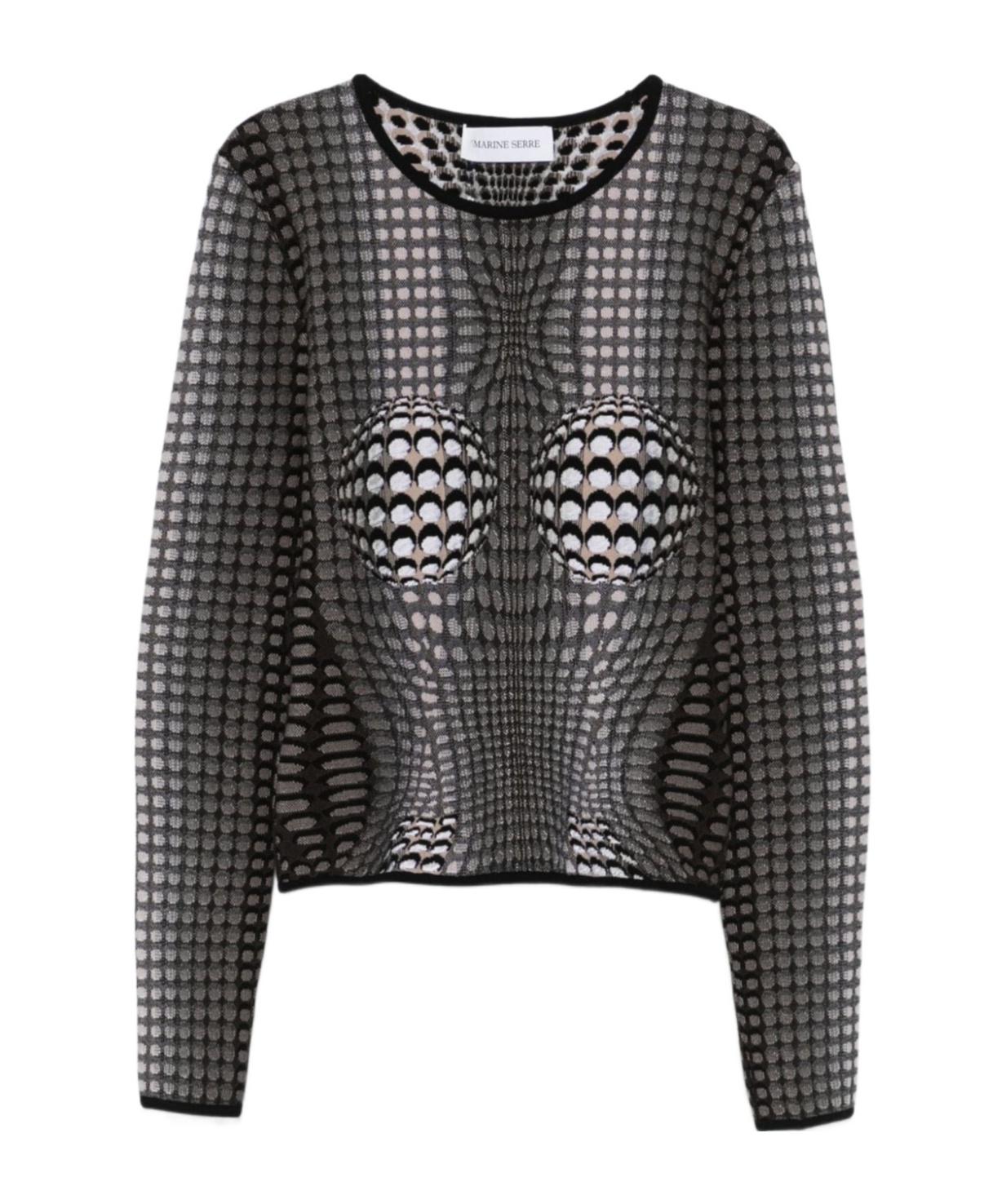 Shop Marine Serre Long-sleeved T-shirt In Black