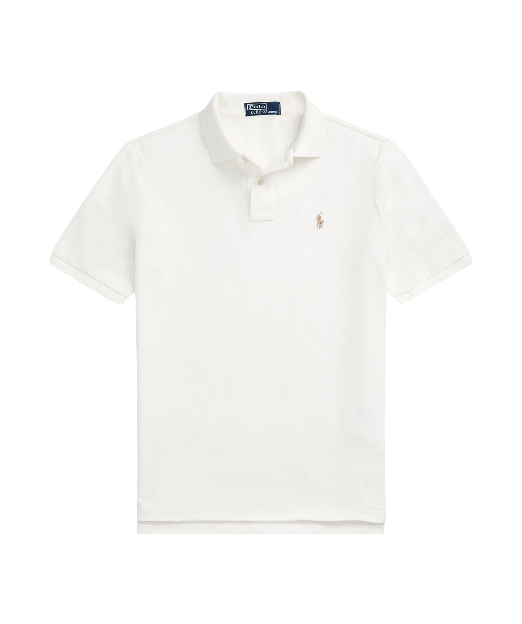 Polo Ralph Lauren Mens American Heather Short-sleeved Logo-embroidered Custom Slim-fit Cotton-jersey Polo Shirt In White