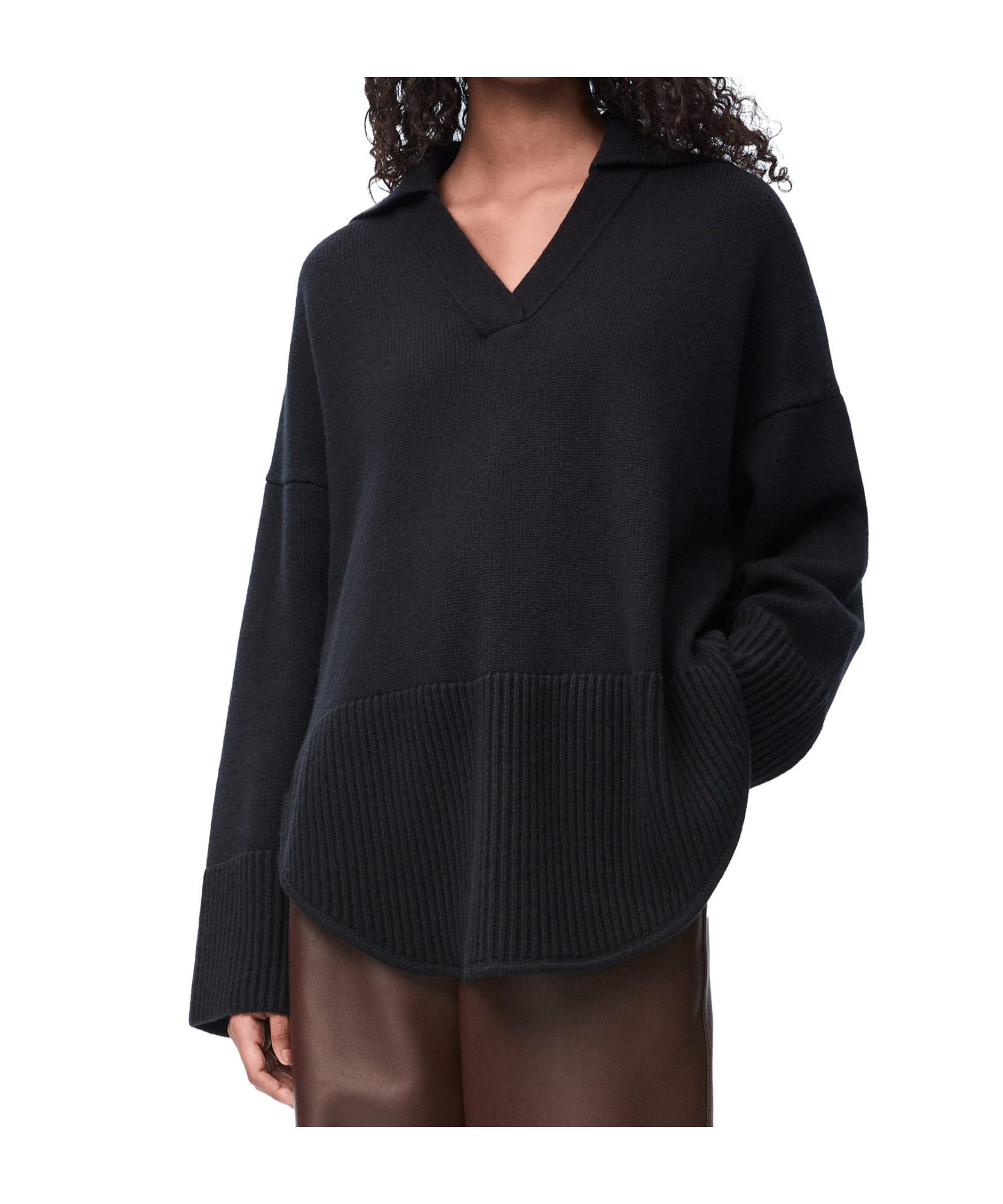 Loewe V-neck Long-sleeved Sweater In Black