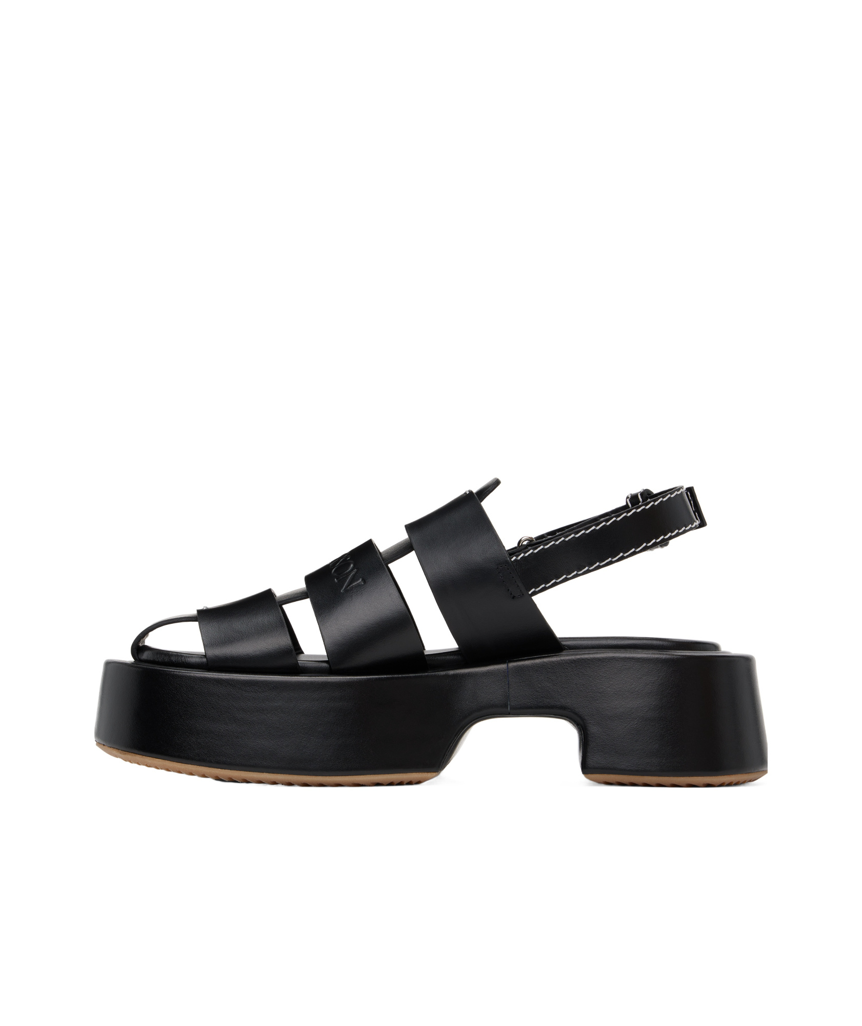 Jw Anderson Black Stripe Platform Sandals In Black