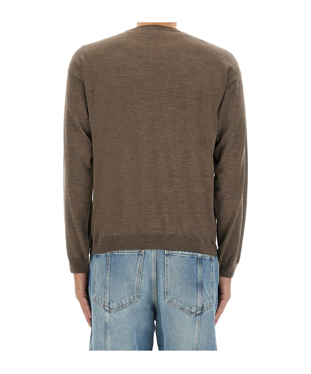 Moschino Crewneck Knitted Jumper In Brown
