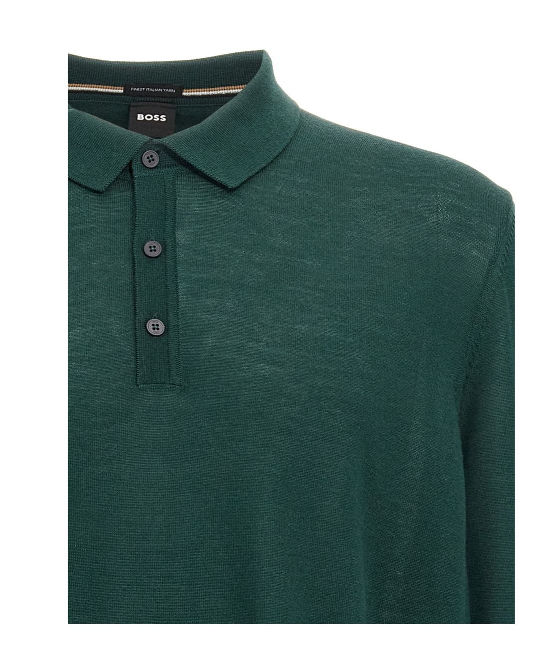 Shop Hugo Boss Boss Long-sleeved Fine-knit Polo Shirt In Green
