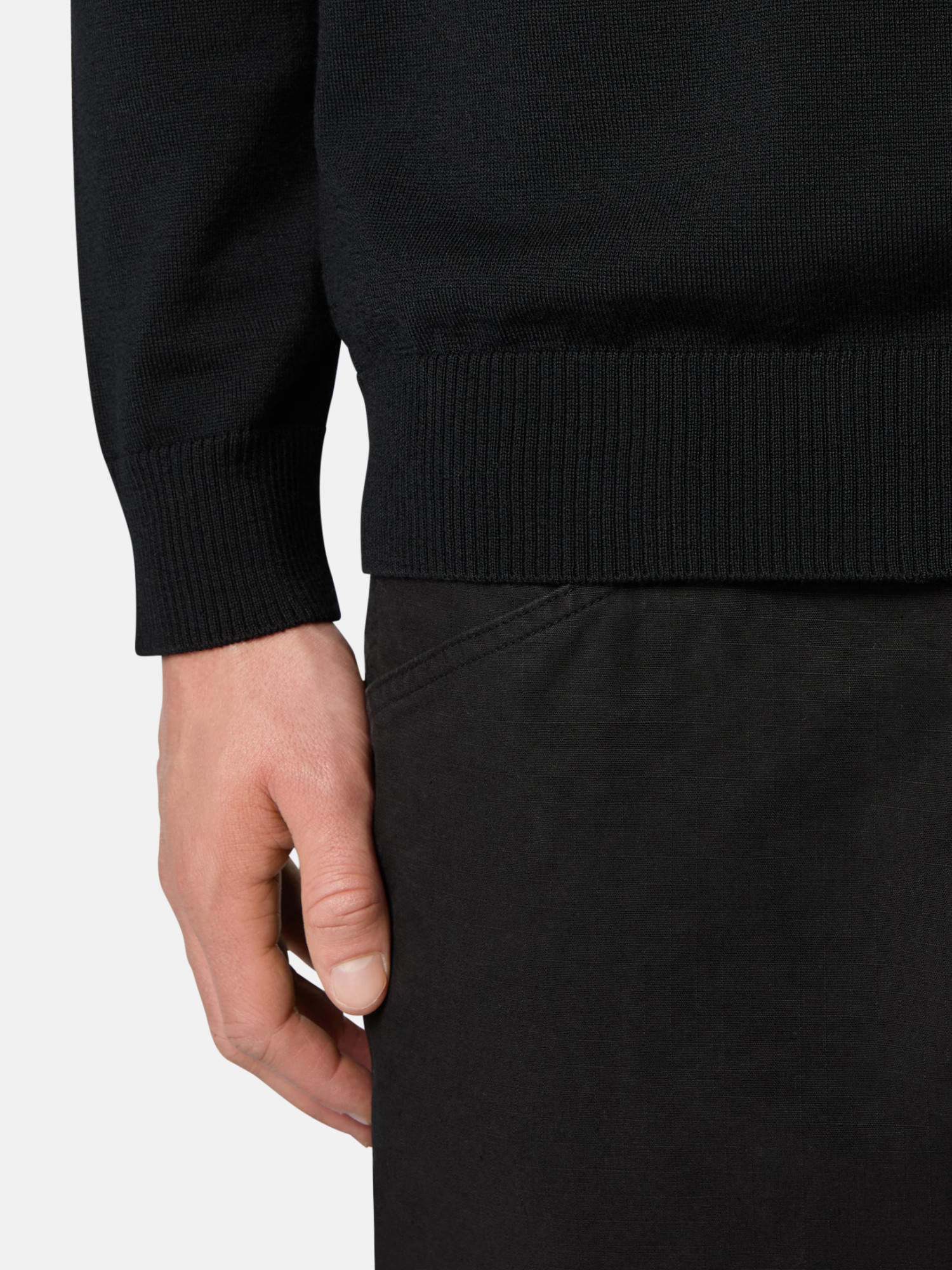 Stone Island Turtleneck Jumper With Finely Ribbed Trims In Black