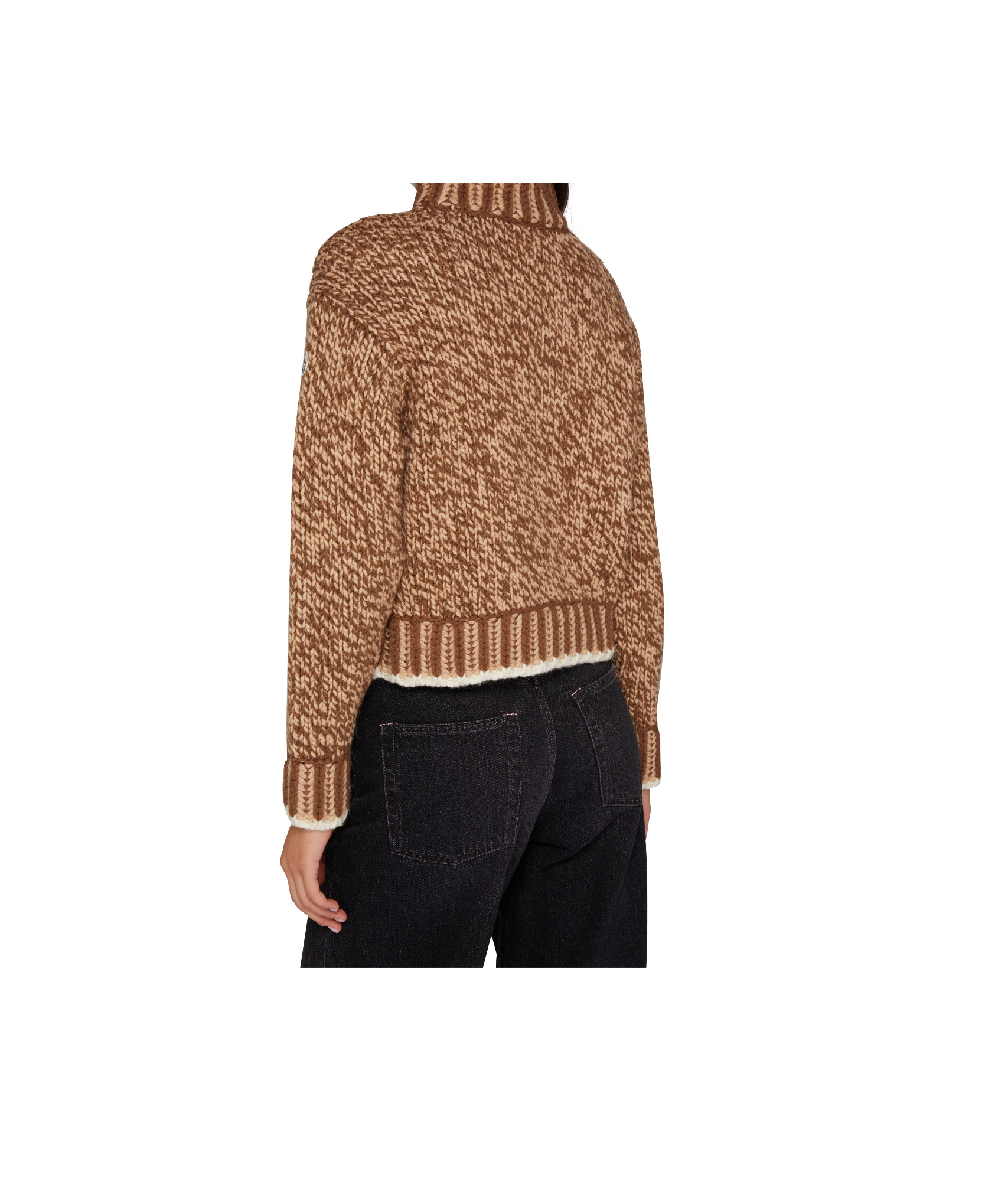 Moncler Patterned Wool Turtleneck Sweater In Caramel Color