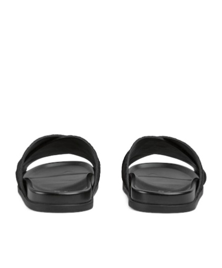 Gucci Men Black Suede Slippers In Black