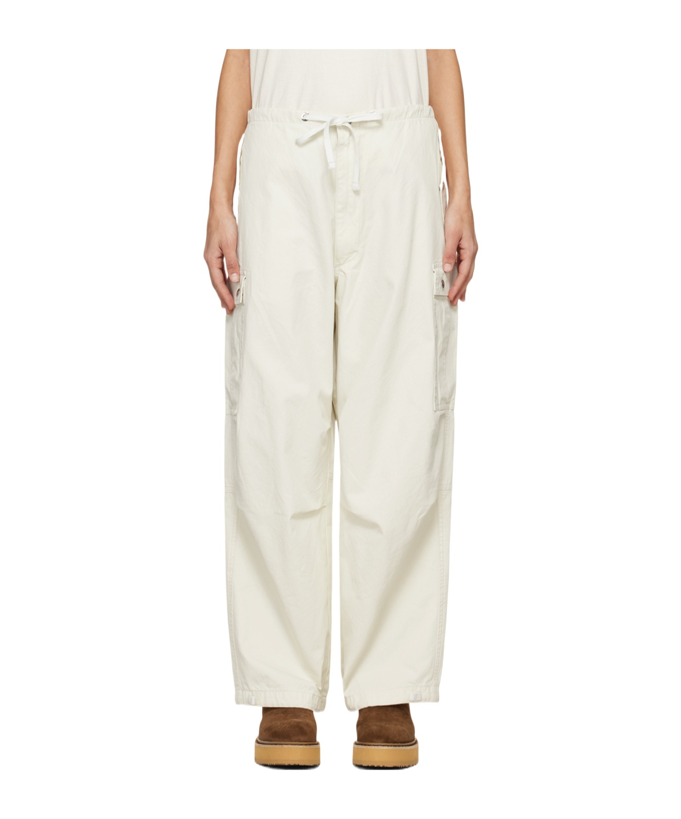 Rhude Off-white Parachute Trousers In 1019 Off-white