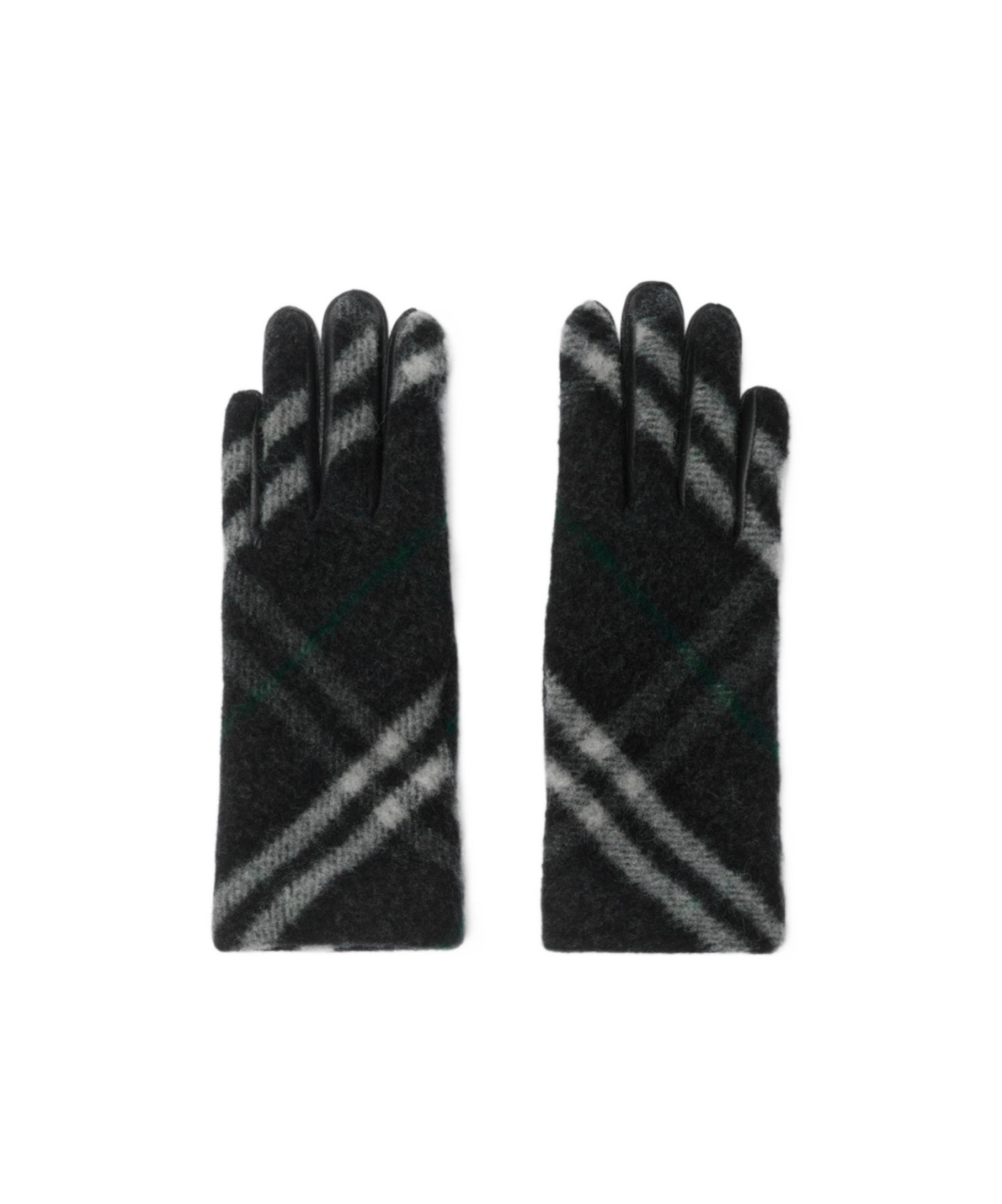 Shop Burberry Check Wool Gloves In Black