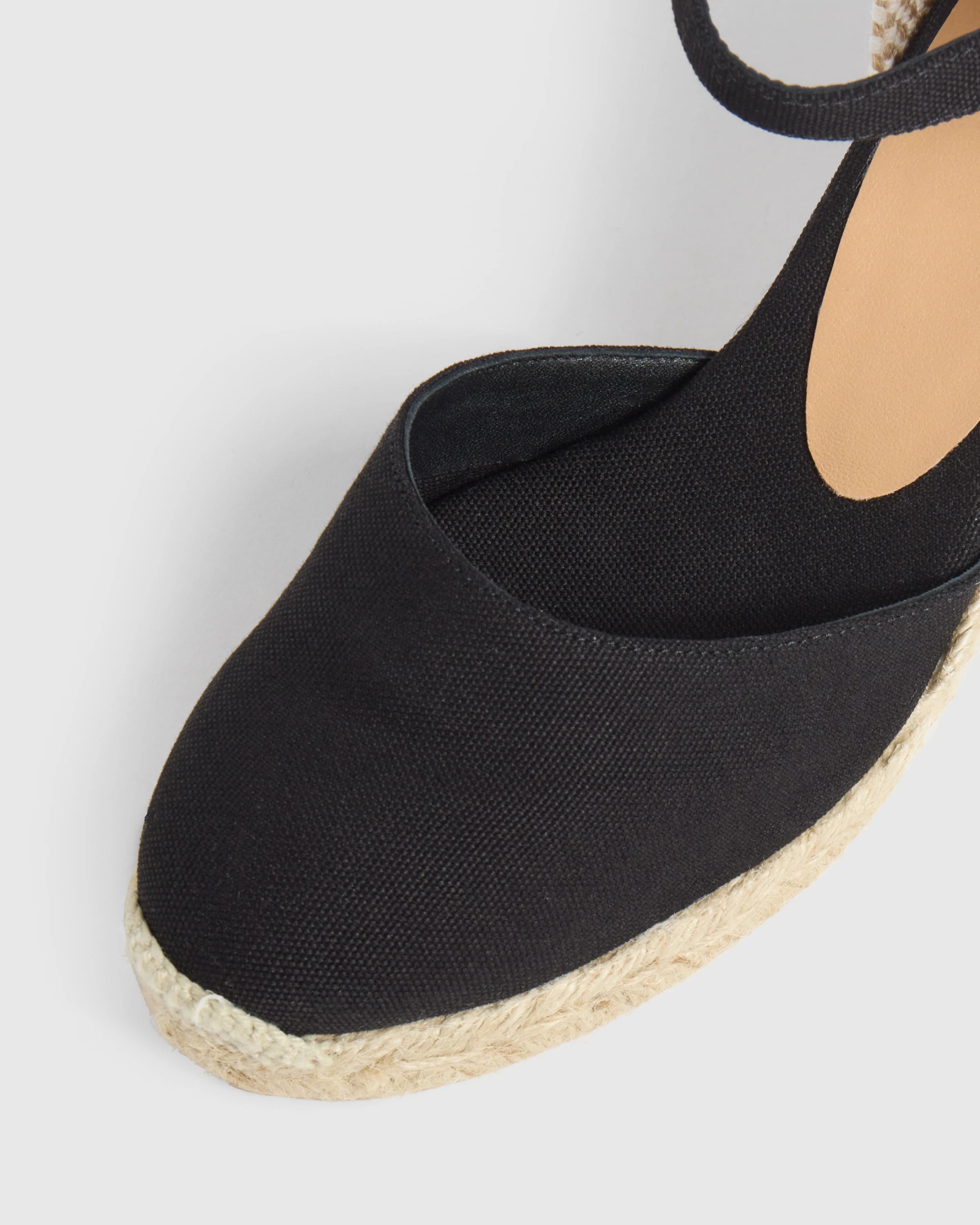 Castaã±er Carina Espadrilles Wedge Sandal With Ankle Laces In Nude