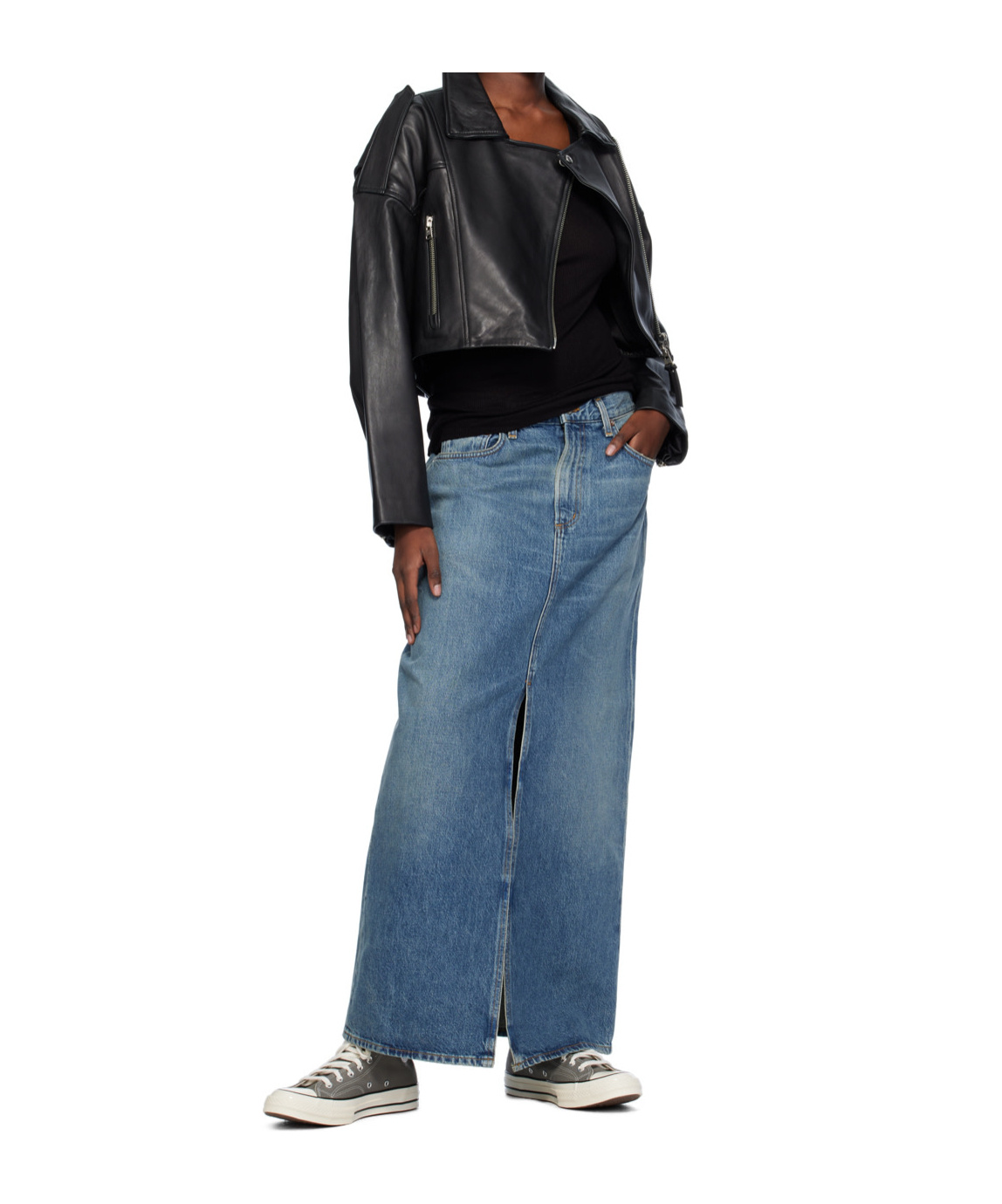 Agolde Leif Low-slung Denim Maxi Skirt