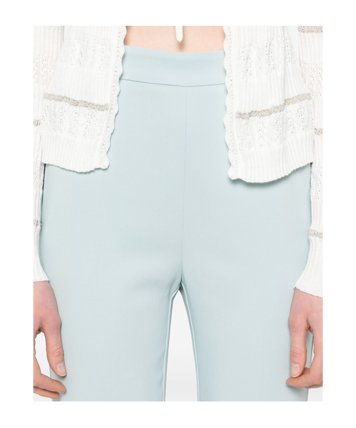 Pinko Cropped Tailored Trousers In Clear Blue In Blue