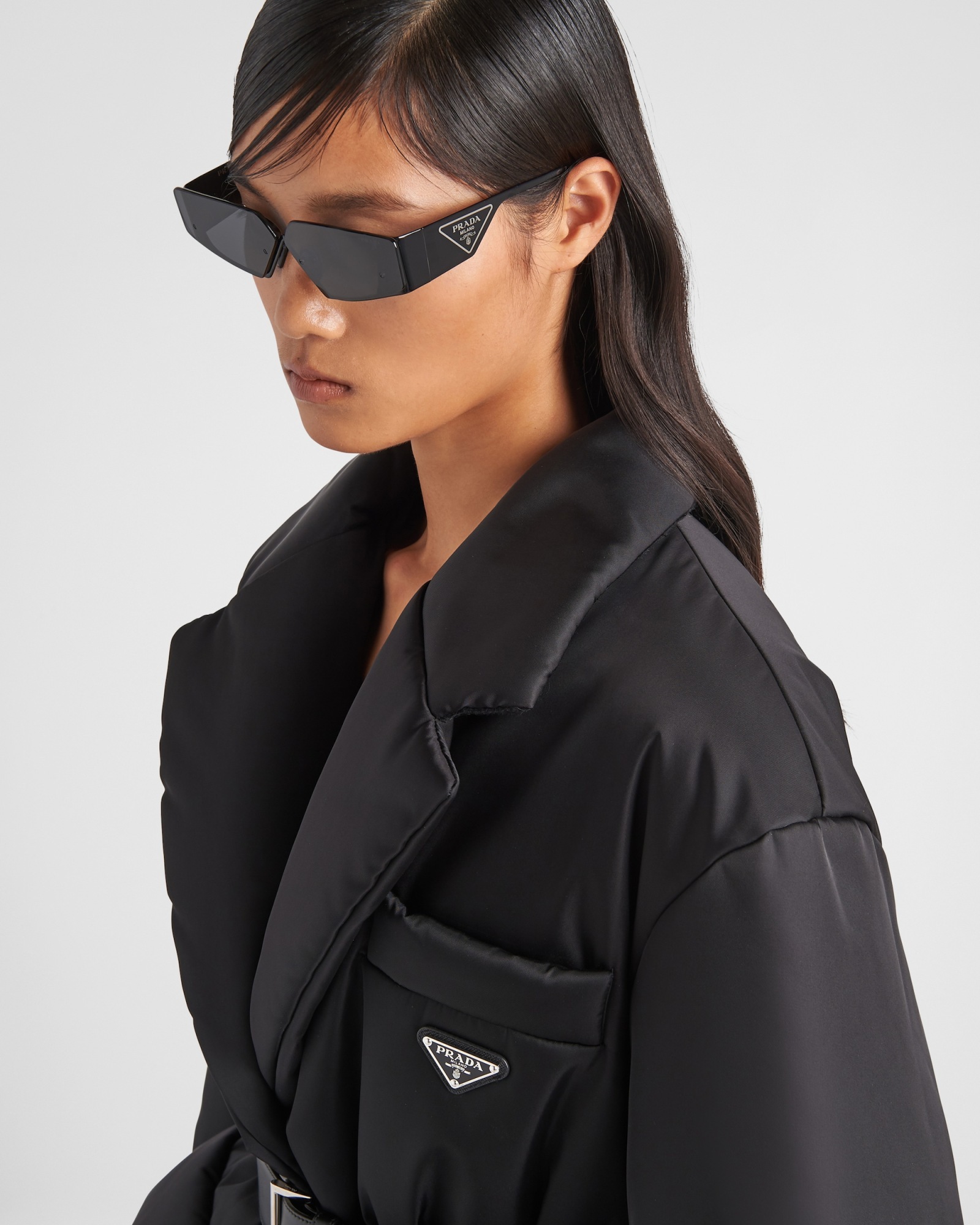 Prada Re-nylon Down Jacket In Black