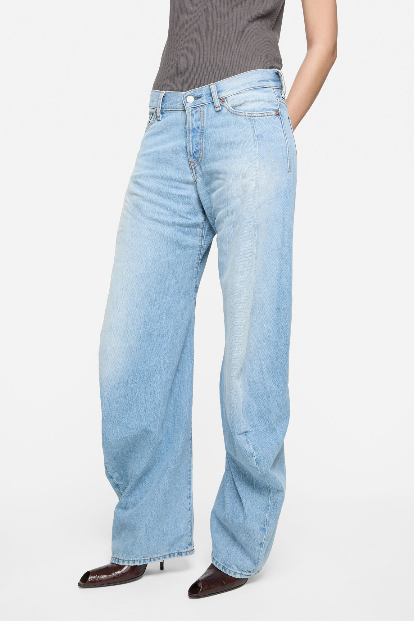 Acne Studios Denim Trousers With Belt Loops In Blue