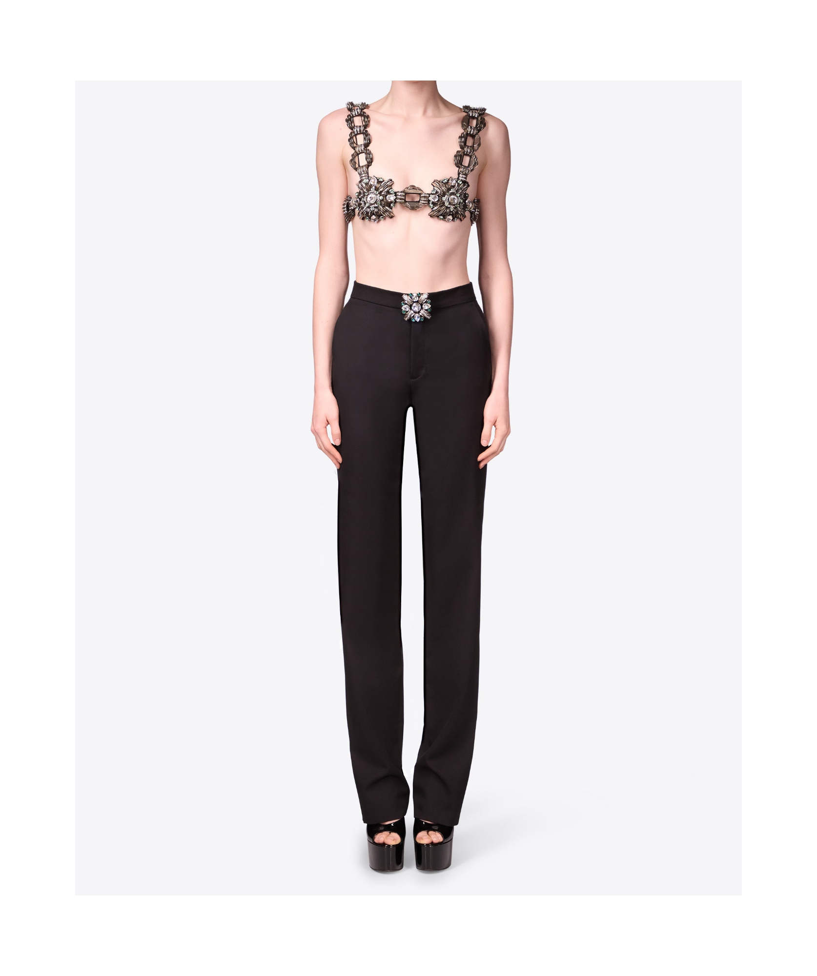 Area Straight-leg Casual Pants In Black