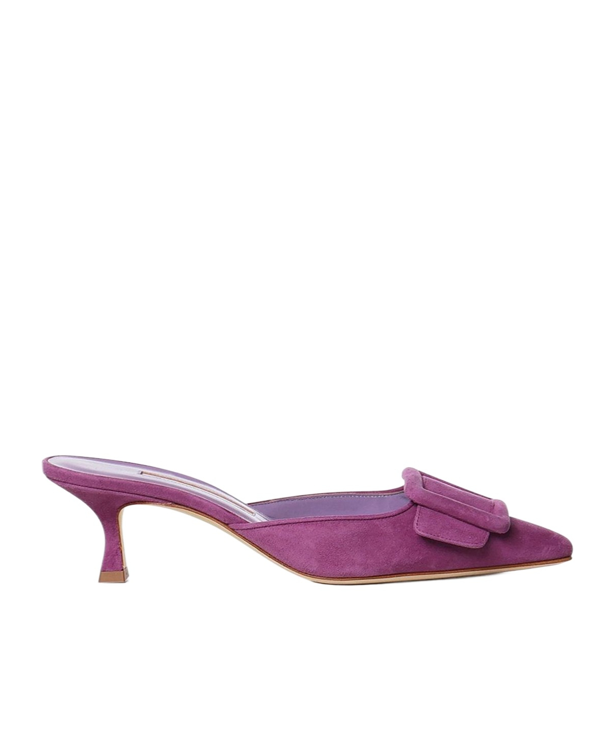 Manolo Blahnik Bow Pointed-toe Mules In Purple