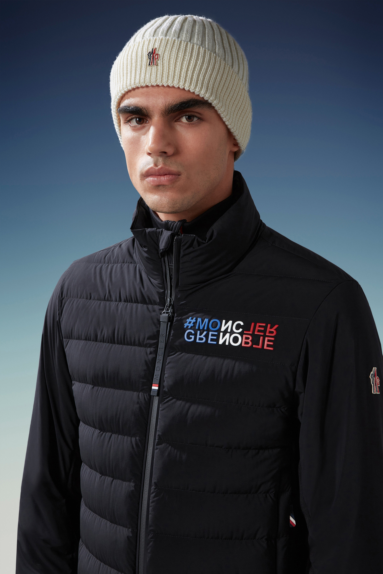 Shop Moncler Ribbed Knit Wool Beanie In White