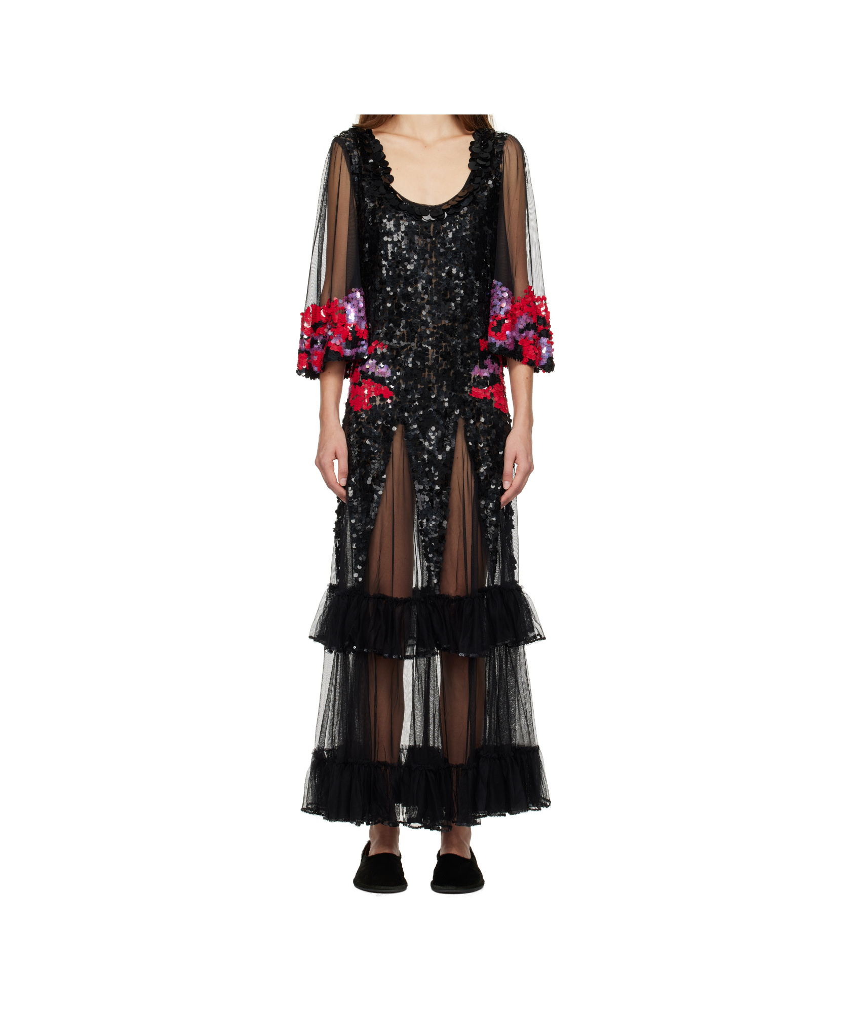 Bode Black Gazebo Maxi Dress In Black