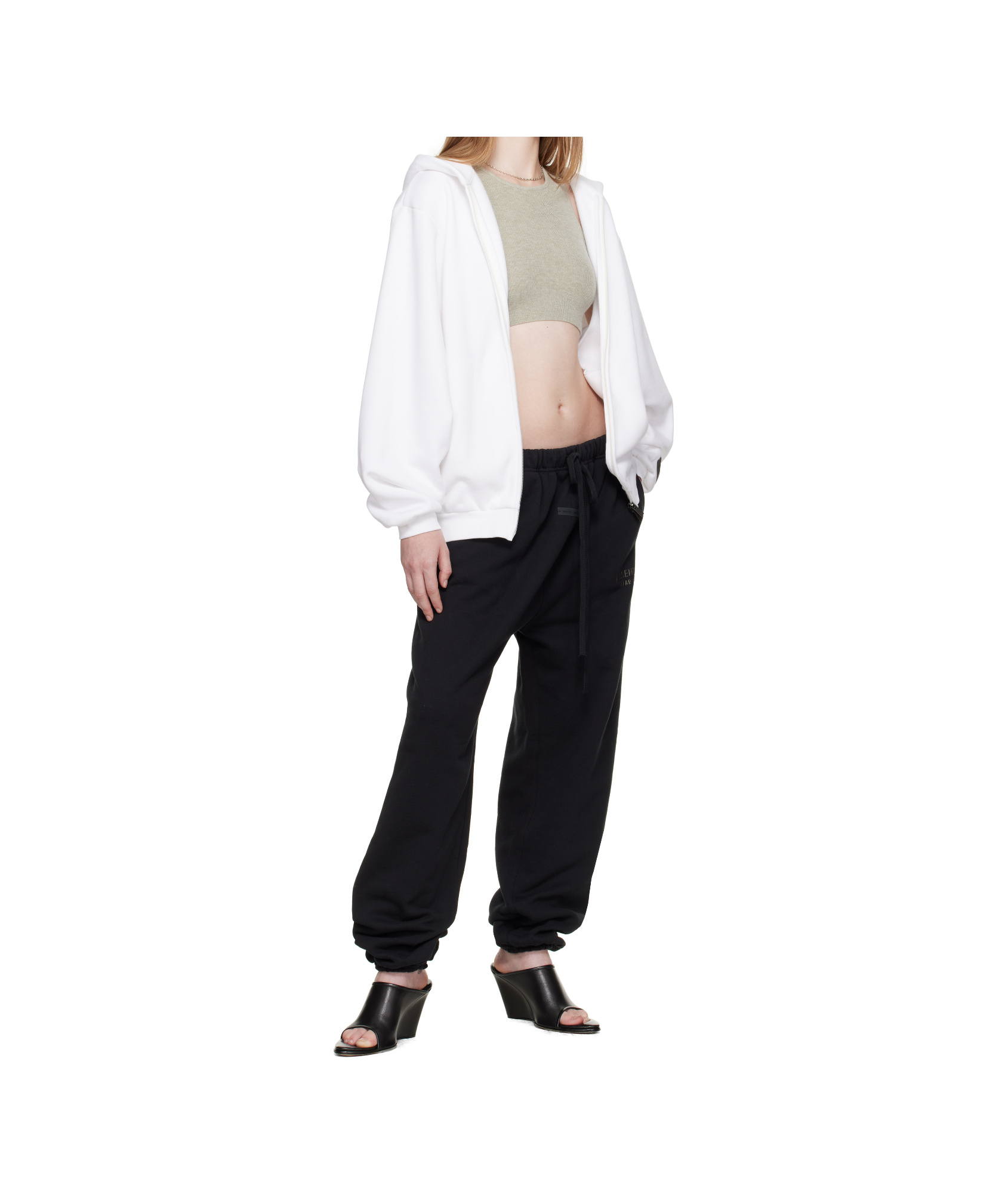 Essentials Zipper Hooded Sweatshirt In White