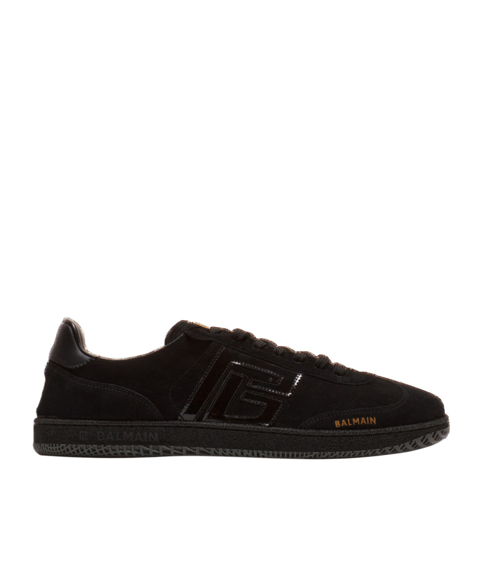 Balmain Swan Suede Low-top Sneakers In Black