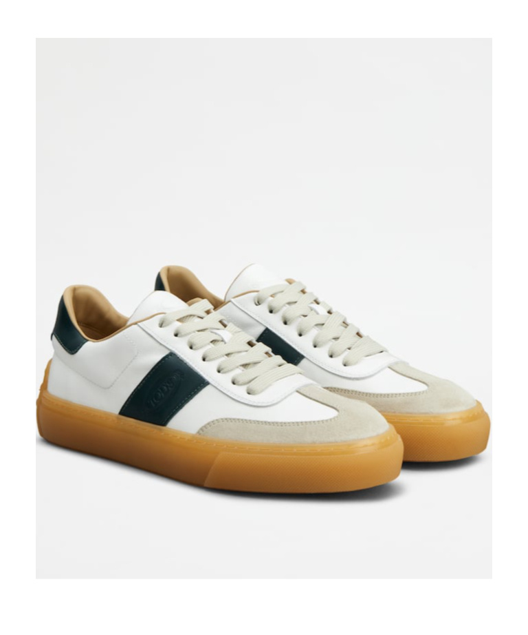 Tod's Round Toe Panel Sneakers In White
