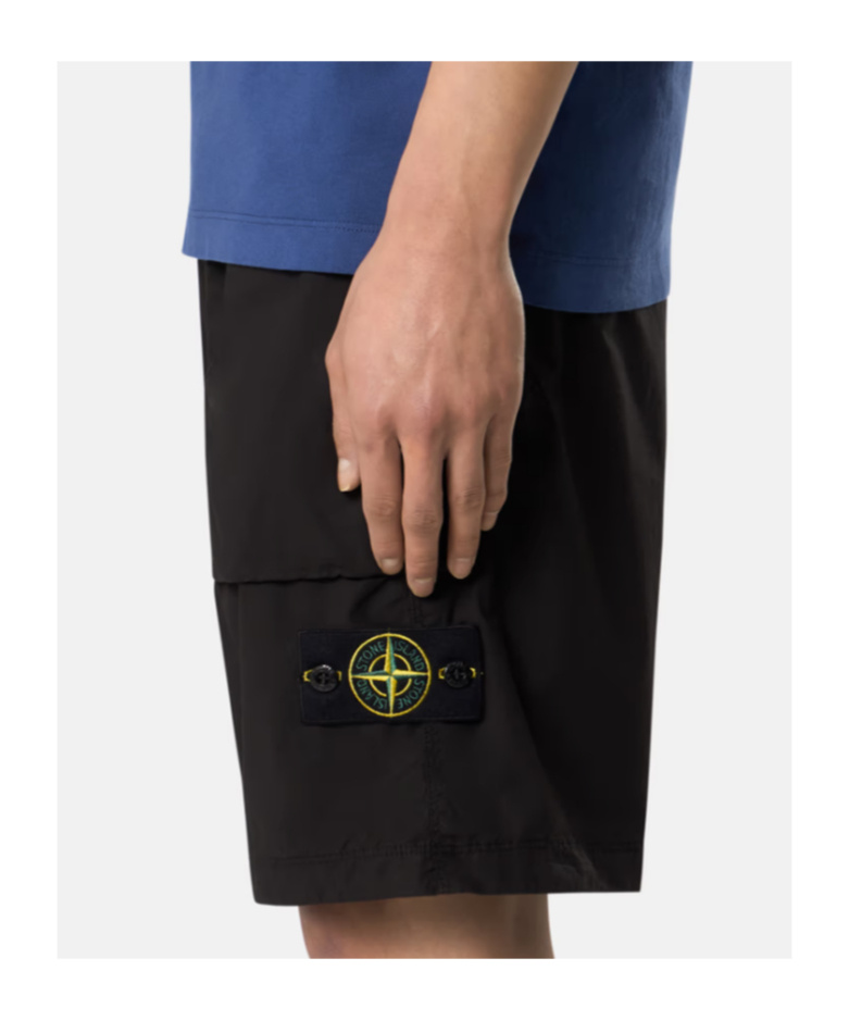 Stone Island Elastic Waist Shorts In Black
